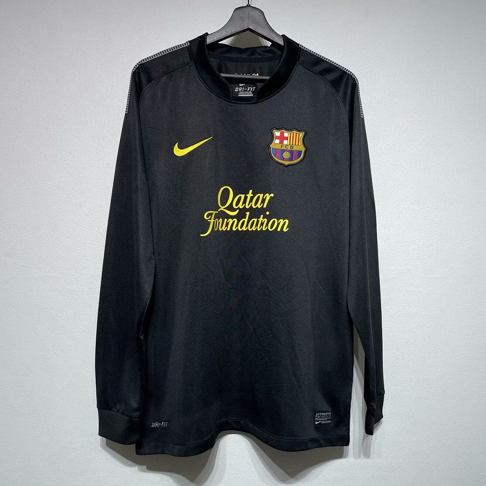 AAA Quality Barcelona 11/12 Away Black Long Soccer Jersey